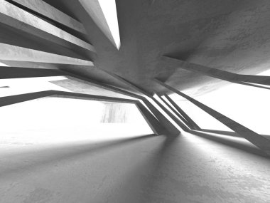 Geometrik beton mimari arka plan. 3D render illüstrasyon