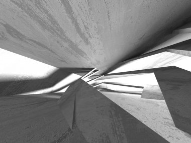 Geometrik beton mimari arka plan. 3D render illüstrasyon