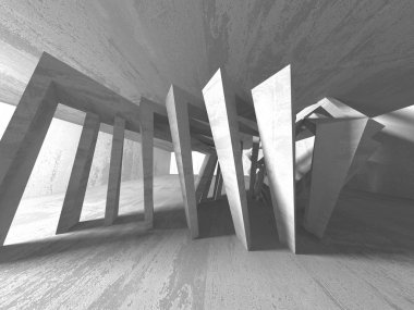 Geometrik beton mimari arka plan. 3D render illüstrasyon