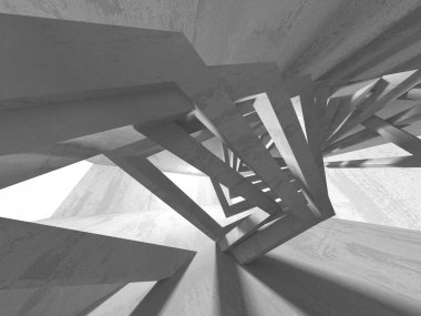 Karanlık beton boş oda. Modern mimari tasarım. Kentsel dokulu arka plan. 3D render illüstrasyon