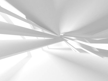 Soyut modern beyaz mimari arka planı. 3d resimleme