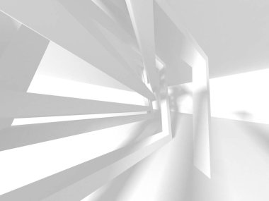 Soyut modern beyaz mimari arka planı. 3d resimleme