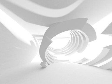 Soyut modern beyaz mimari arka planı. 3d resimleme