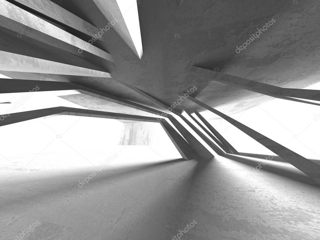 Abstract geometric concrete architecture background. 3d render illustration