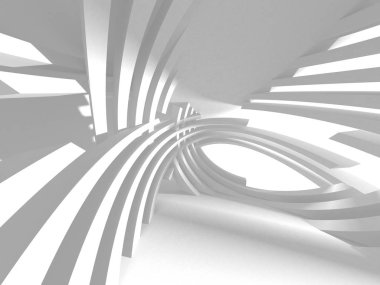 Soyut modern beyaz mimari arka planı. 3d resimleme