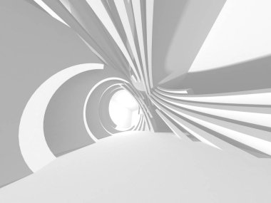 Fütüristik beyaz mimari tasarım arka plan. 3D render illüstrasyon