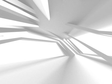 Fütüristik beyaz mimari tasarım arka plan. 3D render illüstrasyon