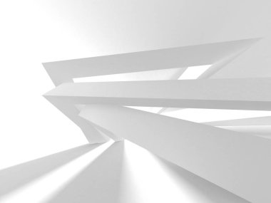 Fütüristik beyaz mimari tasarım arka plan. 3D render illüstrasyon