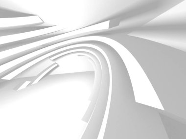 Fütüristik beyaz mimari tasarım arka plan. 3D render illüstrasyon