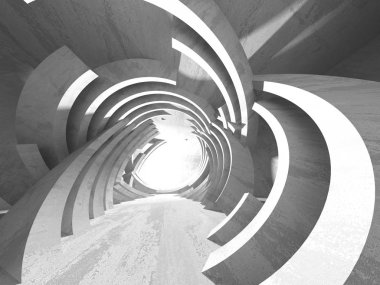 Karanlık Bodrum boş odası iç. Beton duvarlar. Mimari arka plan. 3D render illüstrasyon