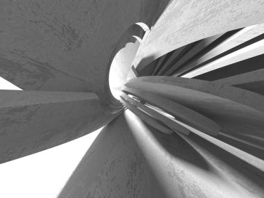 Karanlık Bodrum boş odası iç. Beton duvarlar. Mimari arka plan. 3D render illüstrasyon