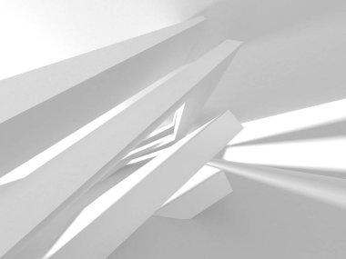 Beyaz Mimarlık inşaat Modern iç arka plan. 3D render illüstrasyon