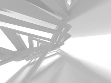 Beyaz Mimarlık inşaat Modern iç arka plan. 3D render illüstrasyon