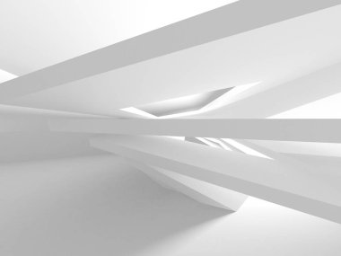 Beyaz Mimarlık inşaat Modern iç arka plan. 3D render illüstrasyon