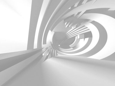 Beyaz Mimarlık inşaat Modern iç arka plan. 3D render illüstrasyon