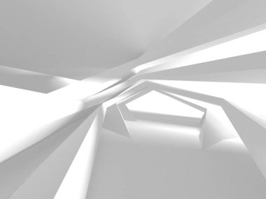 Beyaz Mimarlık inşaat Modern iç arka plan. 3D render illüstrasyon