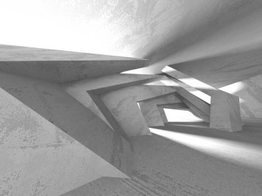 Geometrik beton mimari arka plan. 3D render illüstrasyon