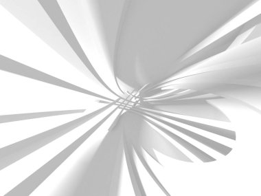 Fütüristik beyaz mimari tasarım arka plan. 3D render illüstrasyon