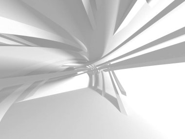 Beyaz Mimarlık inşaat Modern iç arka plan. 3D render illüstrasyon