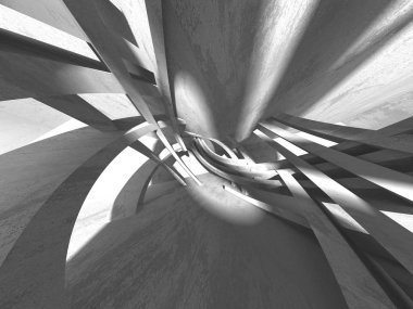 Karanlık Bodrum boş odası iç. Beton duvarlar. Mimari arka plan. 3D render illüstrasyon