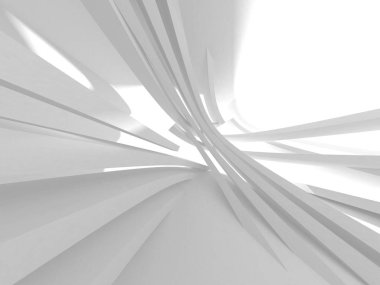 Fütüristik beyaz mimari tasarım arka plan. 3D render illüstrasyon