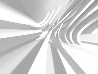 Fütüristik beyaz mimari tasarım arka plan. 3D render illüstrasyon