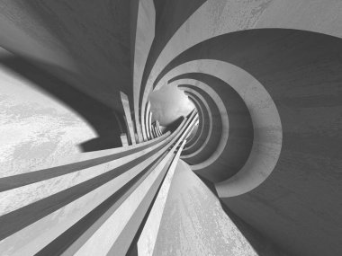 Karanlık Bodrum boş odası iç. Beton duvarlar. Mimari arka plan. 3D render illüstrasyon