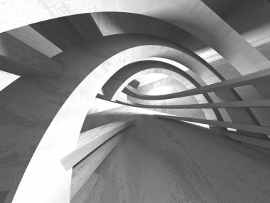 Geometrik beton mimari arka plan. 3D render illüstrasyon