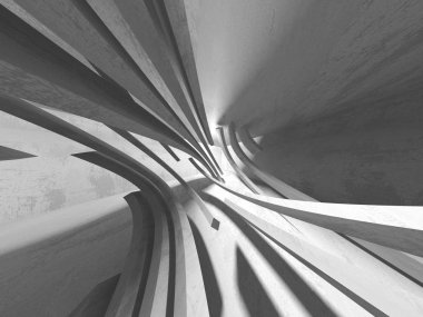 Beton mimari arka plan. Soyut boş karanlık oda. 3D render illüstrasyon