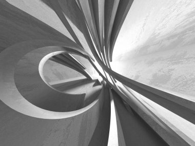 Geometrik beton mimari arka plan. 3D render illüstrasyon