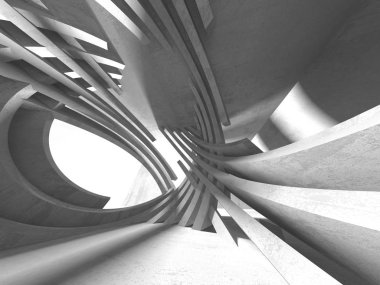 Geometrik beton mimari arka plan. 3D render illüstrasyon