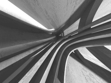 Geometrik beton mimari arka plan. 3D render illüstrasyon