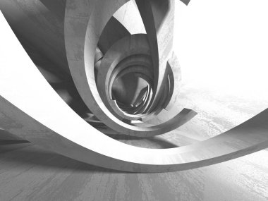 Geometrik beton mimari arka plan. 3D render illüstrasyon