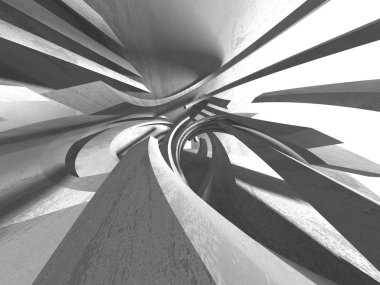 Karanlık beton boş oda. Modern mimari tasarım. Kentsel dokulu arka plan. 3D render illüstrasyon