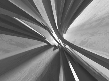 Karanlık beton boş oda. Modern mimari tasarım. Kentsel dokulu arka plan. 3D render illüstrasyon