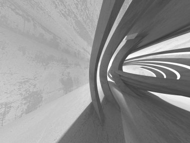 Karanlık Bodrum boş odası iç. Beton duvarlar. Mimari arka plan. 3D render illüstrasyon