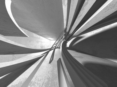 Karanlık Bodrum boş odası iç. Beton duvarlar. Mimari arka plan. 3D render illüstrasyon