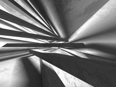 Geometrik beton mimari arka plan. 3D render illüstrasyon