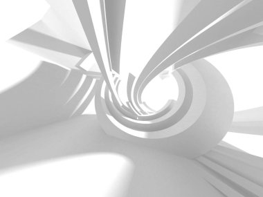 Soyut modern beyaz mimari arka planı. 3d resimleme