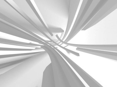 Fütüristik beyaz mimari tasarım arka plan. 3D render illüstrasyon