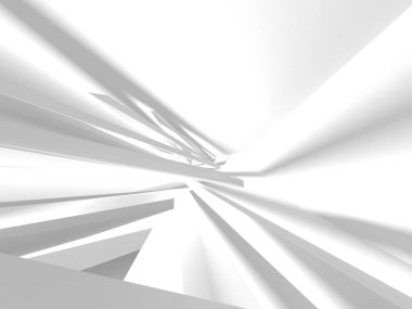 Fütüristik beyaz mimari tasarım arka plan. 3D render illüstrasyon