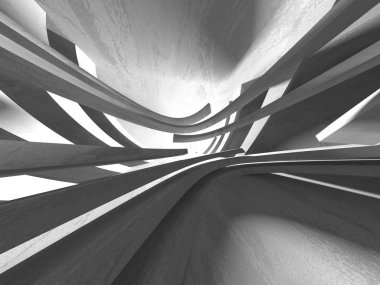 Karanlık Bodrum boş odası iç. Beton duvarlar. Mimari arka plan. 3D render illüstrasyon