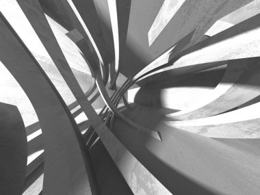 Karanlık Bodrum boş odası iç. Beton duvarlar. Mimari arka plan. 3D render illüstrasyon