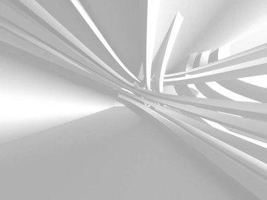 Fütüristik beyaz mimari tasarım arka plan. 3D render illüstrasyon