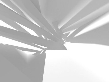 Fütüristik beyaz mimari tasarım arka plan. 3D render illüstrasyon