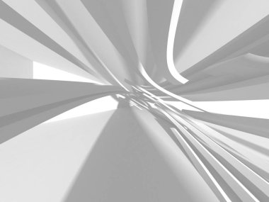 Beyaz Mimarlık inşaat Modern iç arka plan. 3D render illüstrasyon