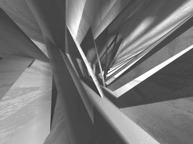 Geometrik beton mimari arka plan. 3D render illüstrasyon