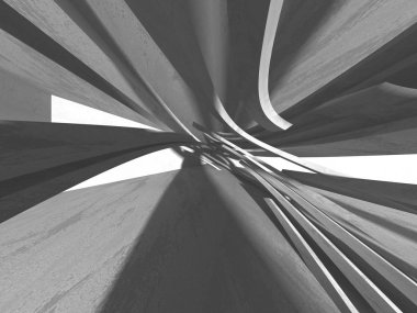 Geometrik beton mimari arka plan. 3D render illüstrasyon