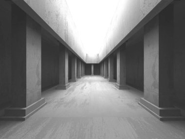 Geometrik beton mimari arka plan. 3D render illüstrasyon