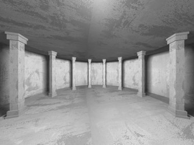 Geometrik beton mimari arka plan. 3D render illüstrasyon